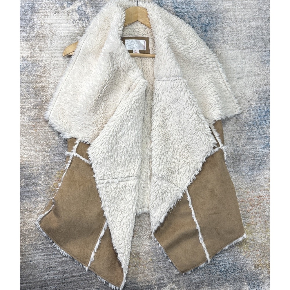 Y2K Boho Sherpa Suede Vest Western Festival Fairycore Layering‎ Small - Picture 2 of 13